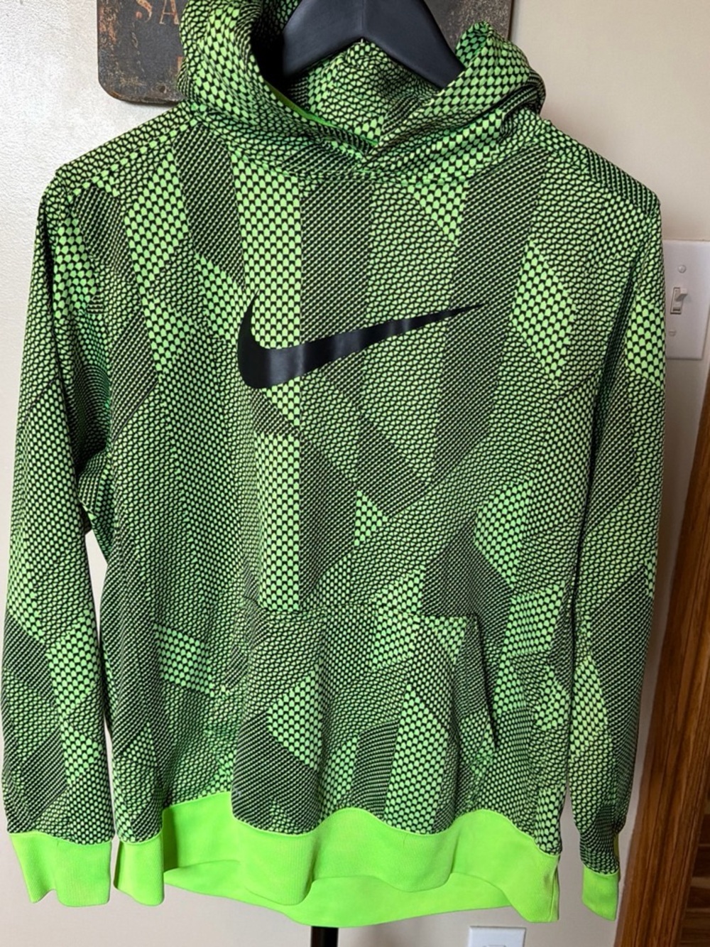 Nike Boy’s Neon Green Geometric Crewneck Hoodie